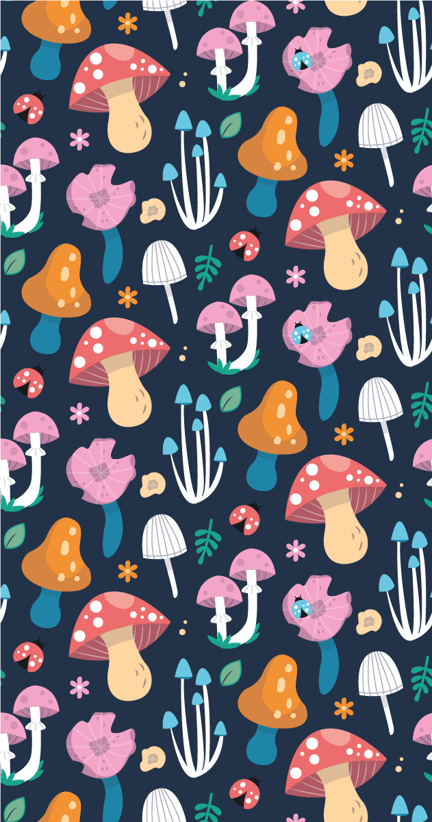 Alfombra vinílica cocina estampado de setas y mariquitas - TenVinilo