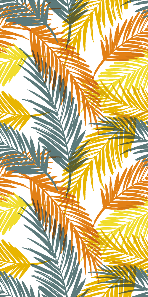 Alfombra vinílica cocina diseño tropical hojas palmera - TenVinilo