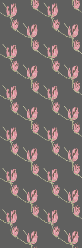 Alfombra vinílica dormitorio flores de magnolia sobre gris - TenVinilo