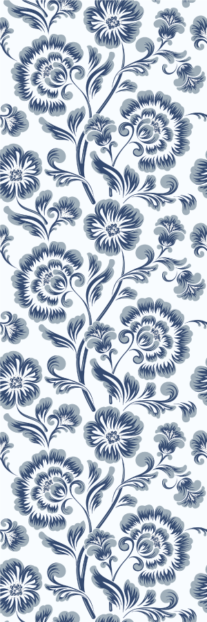 Alfombra vinílica dormitorio flores azules vintage - TenVinilo