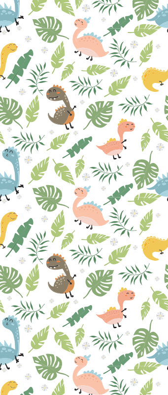 Alfombra vinílica dormitorio bosque con dinosaurios - TenVinilo