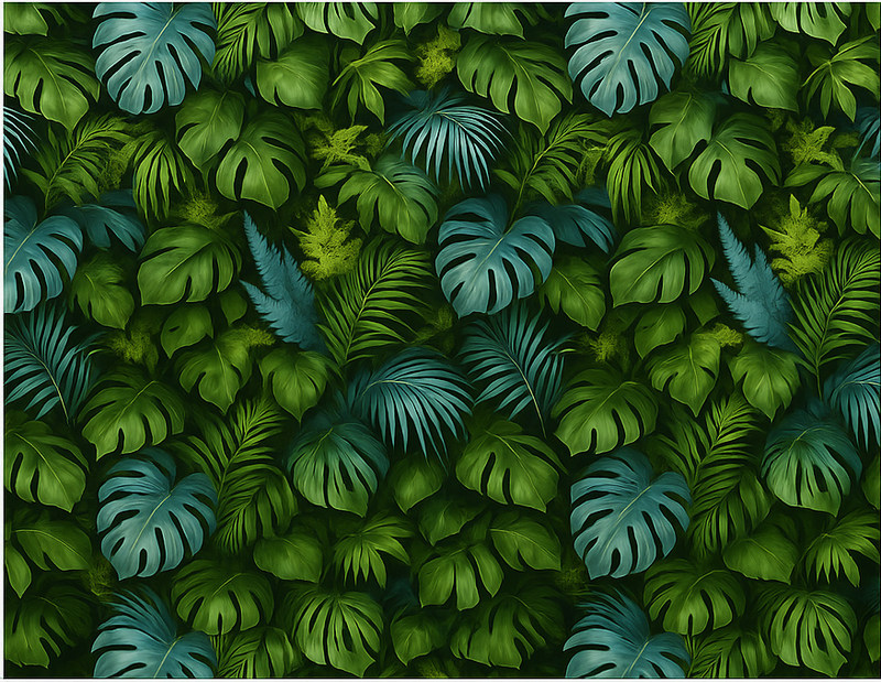 Alfombra vinílica dormitorio hojas verdes y azules - TenVinilo