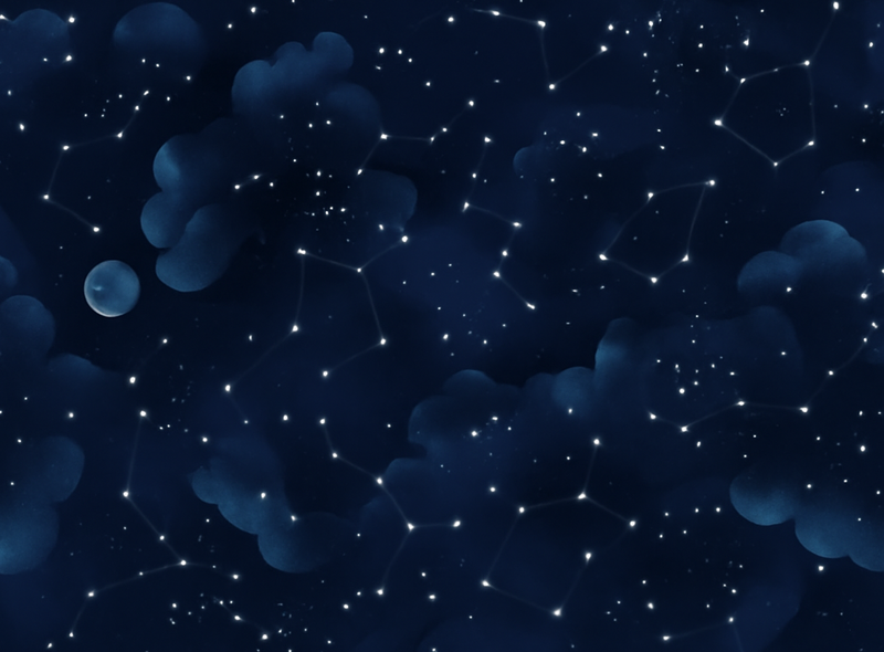 Alfombra vinílica dormitorio cielo azul marino con estrellas - TenVinilo