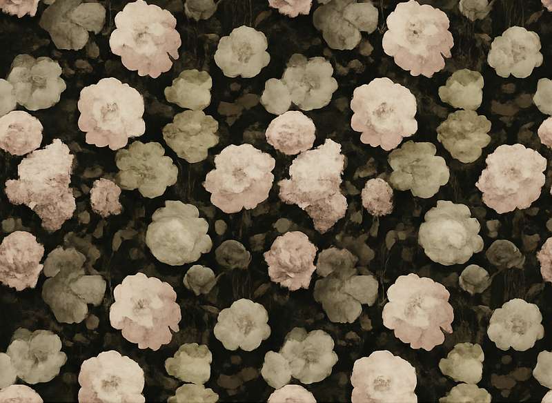 Alfombra vinílica dormitorio patrón floral retro oscuro - TenVinilo