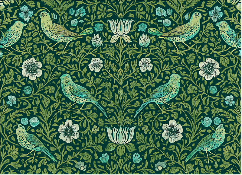 Alfombra vinílica dormitorio floral y aves - TenVinilo