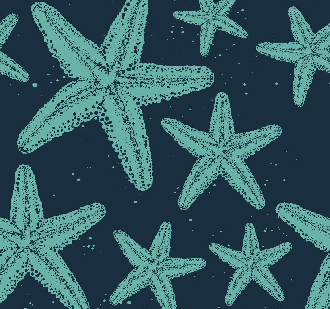 Alfombra vinílica dormitorio estrellas de mar azul - TenVinilo