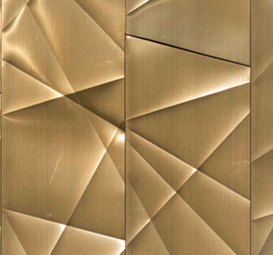 Alfombra vinílica dormitorio textura poligonal 3d dorada - TenVinilo