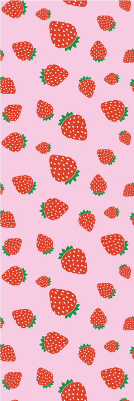 Alfombra vinílica dormitorio estampado de fresas sobre fondo rosa - TenVinilo