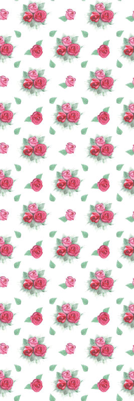 Alfombra vinílica dormitorio con patrón de rosas rosas y rojas - TenVinilo