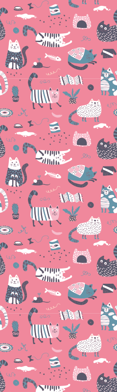 Alfombra vinílica dormitorio gatitos nórdicos - TenVinilo