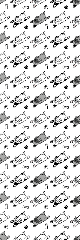 Alfombra vinílica dormitorio patrón de perros gris y negro - TenVinilo