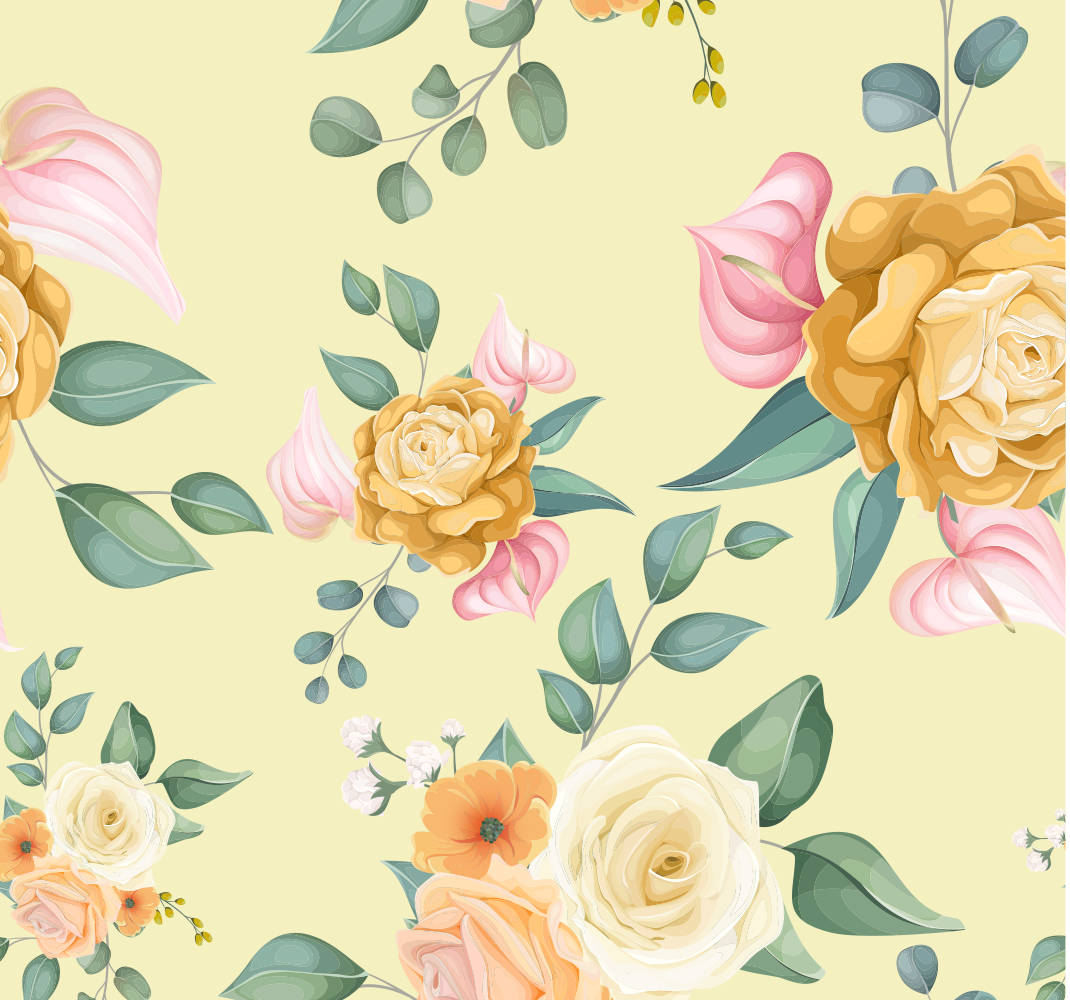 Alfombra vinílica naturaleza estilo vintage rosas amarillas - TenVinilo