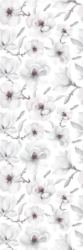 Alfombra vinílica naturaleza rama elegante con flor de magnolia - TenVinilo