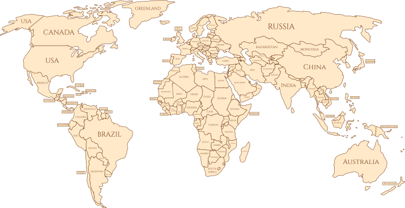 Alfombra vinílica mapamundi nombres de países - TenVinilo