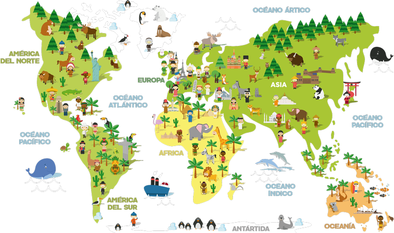 Alfombra vinílica mapamundi niños de países - TenVinilo