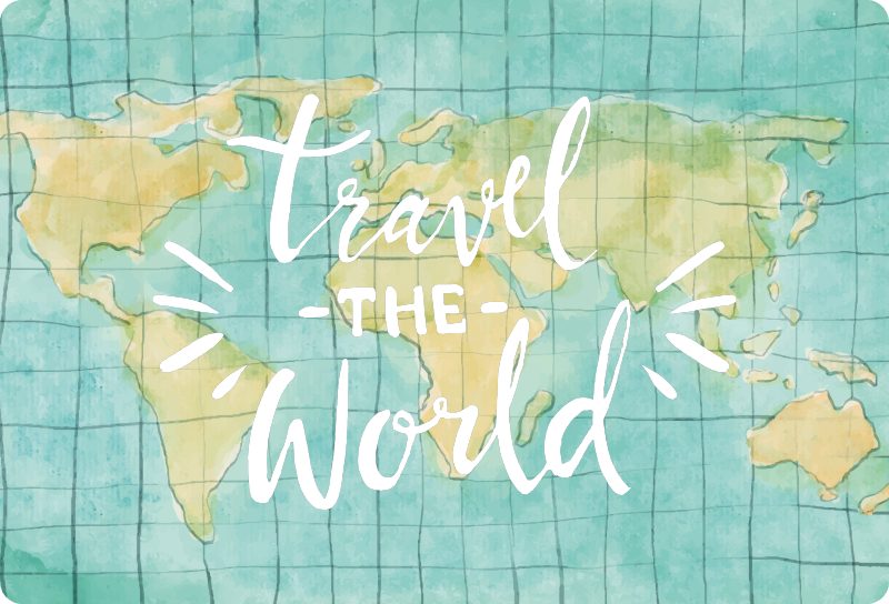 Alfombra vinílica mapamundi viajar por el mundo - TenVinilo