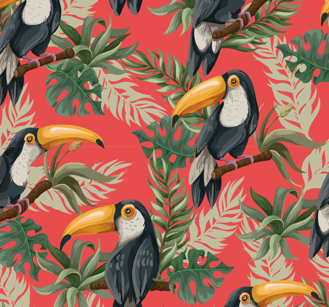 Alfombra vinílica animales toucans tropical para ti - TenVinilo