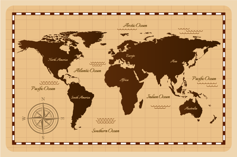 Alfombra vinílica mapamundi atlas - TenVinilo