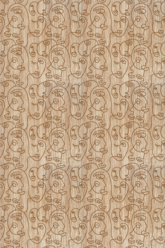 Alfombra vinílica textura mujeres dibujadas en beige - TenVinilo
