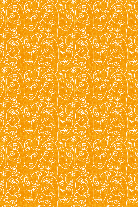 Alfombra vinílica textura mujeres dibujadas en naranja - TenVinilo