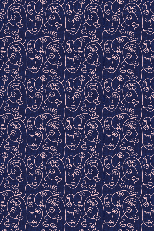 Alfombra vinílica textura mujeres azules abstractas - TenVinilo