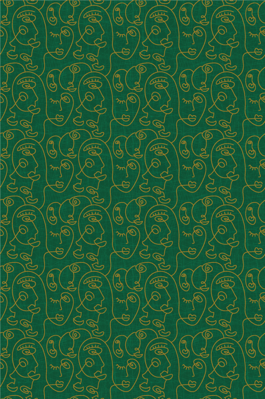 Alfombra vinílica textura mujeres dibujadas en verde - TenVinilo