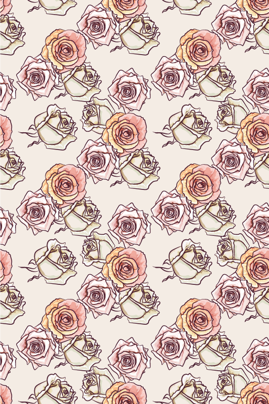 Alfombra vinílica vintage patrón de rosas estilo inglés - TenVinilo