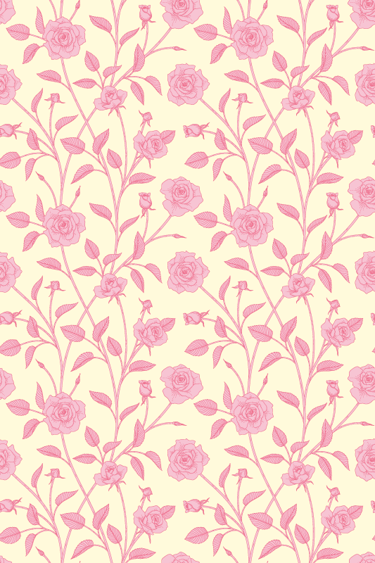Alfombra vinílica vintage pequeñas rosas sobre fondo rosa - TenVinilo