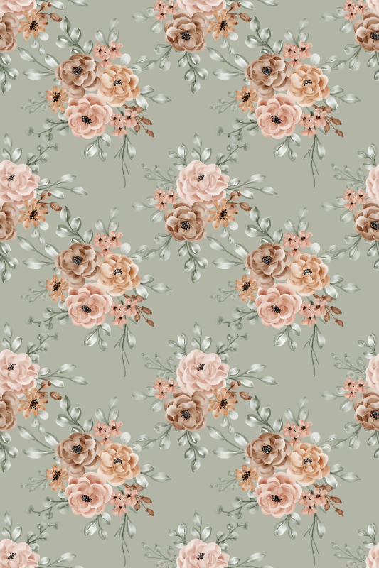 Alfombra vinílica vintage rosas vintage sobre fondo verde menta - TenVinilo