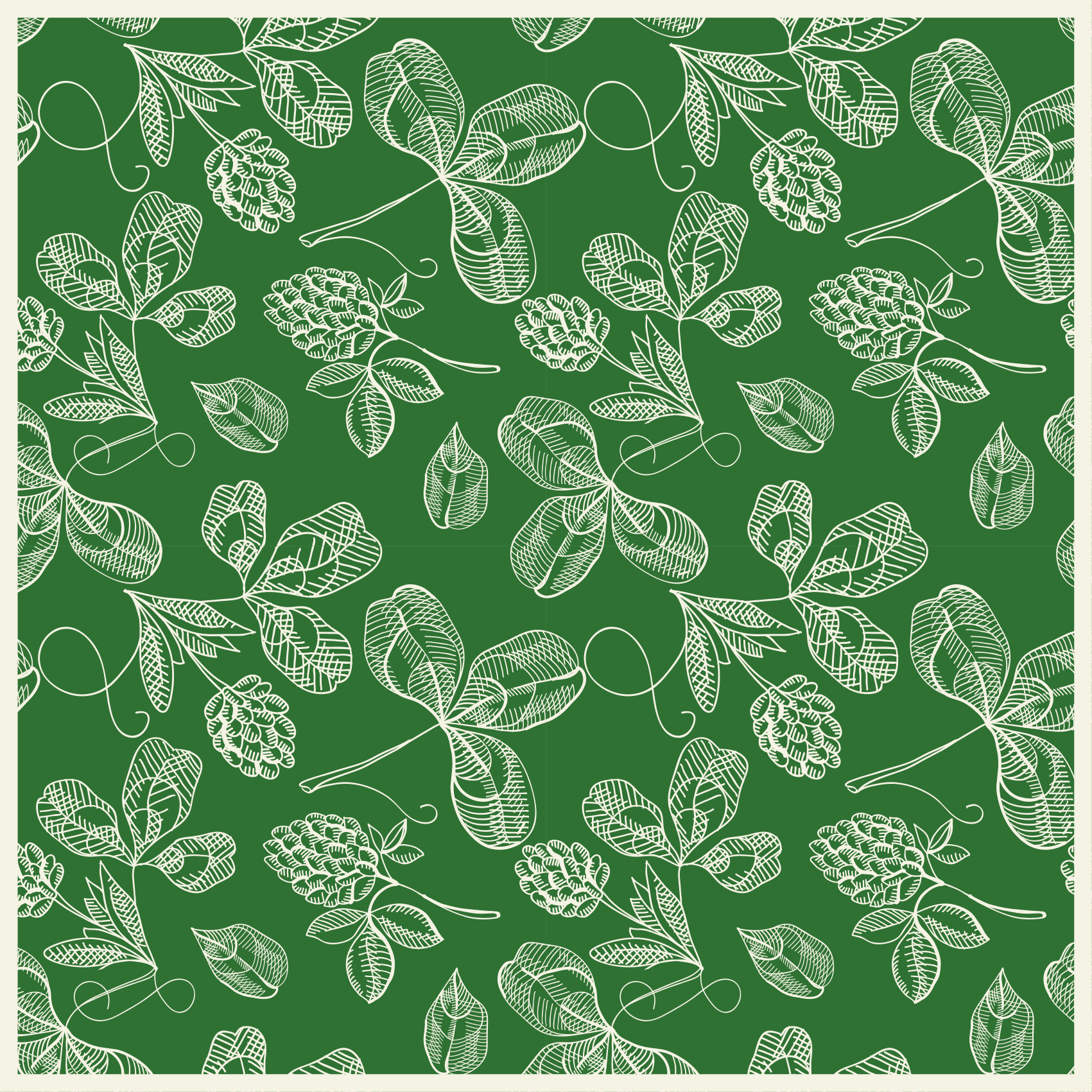 Alfombra vinílica vintage patrón ramas de magnolia verde - TenVinilo