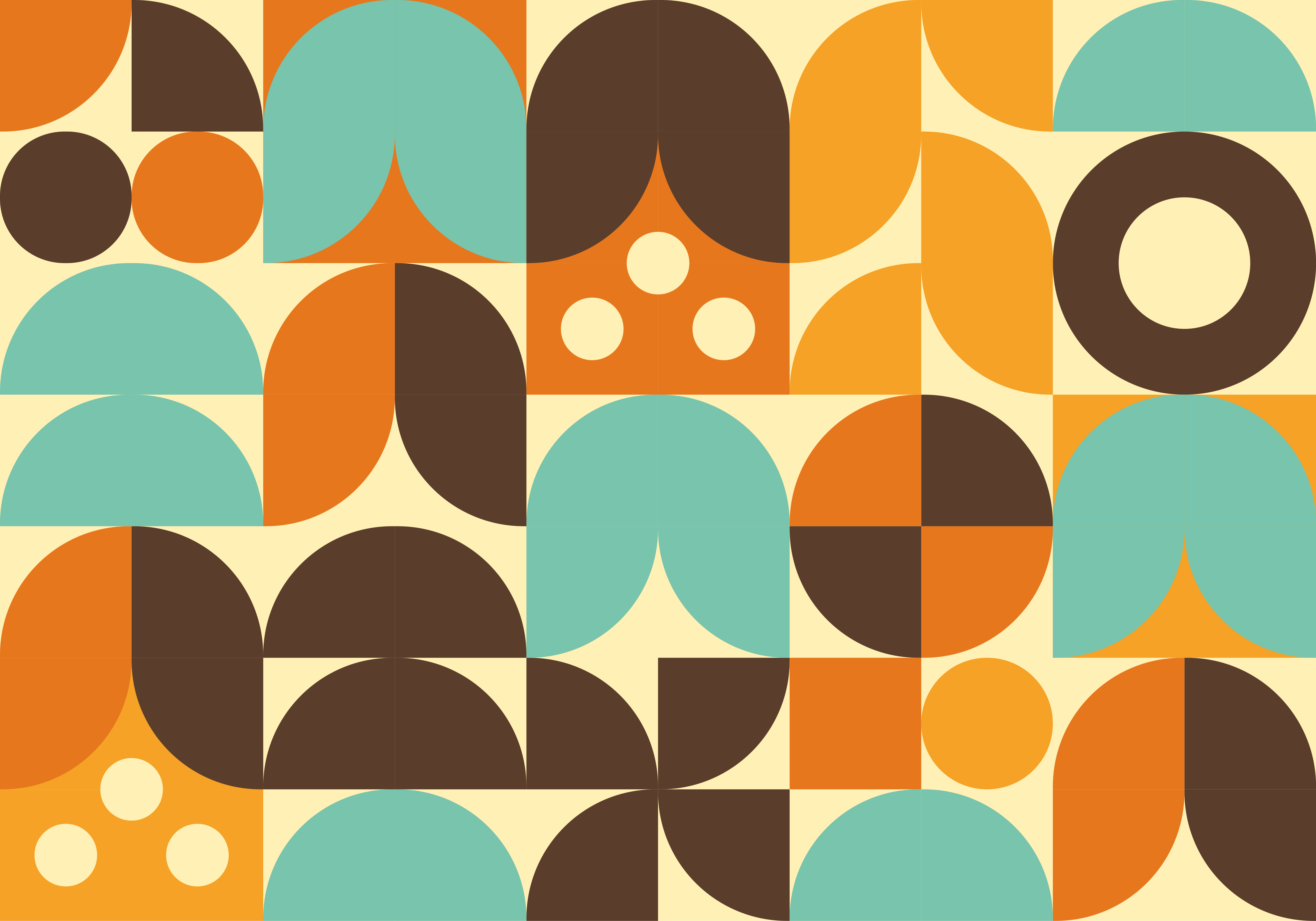 Alfombra vinílica vintage formas abstractas geométricas 70's - TenVinilo