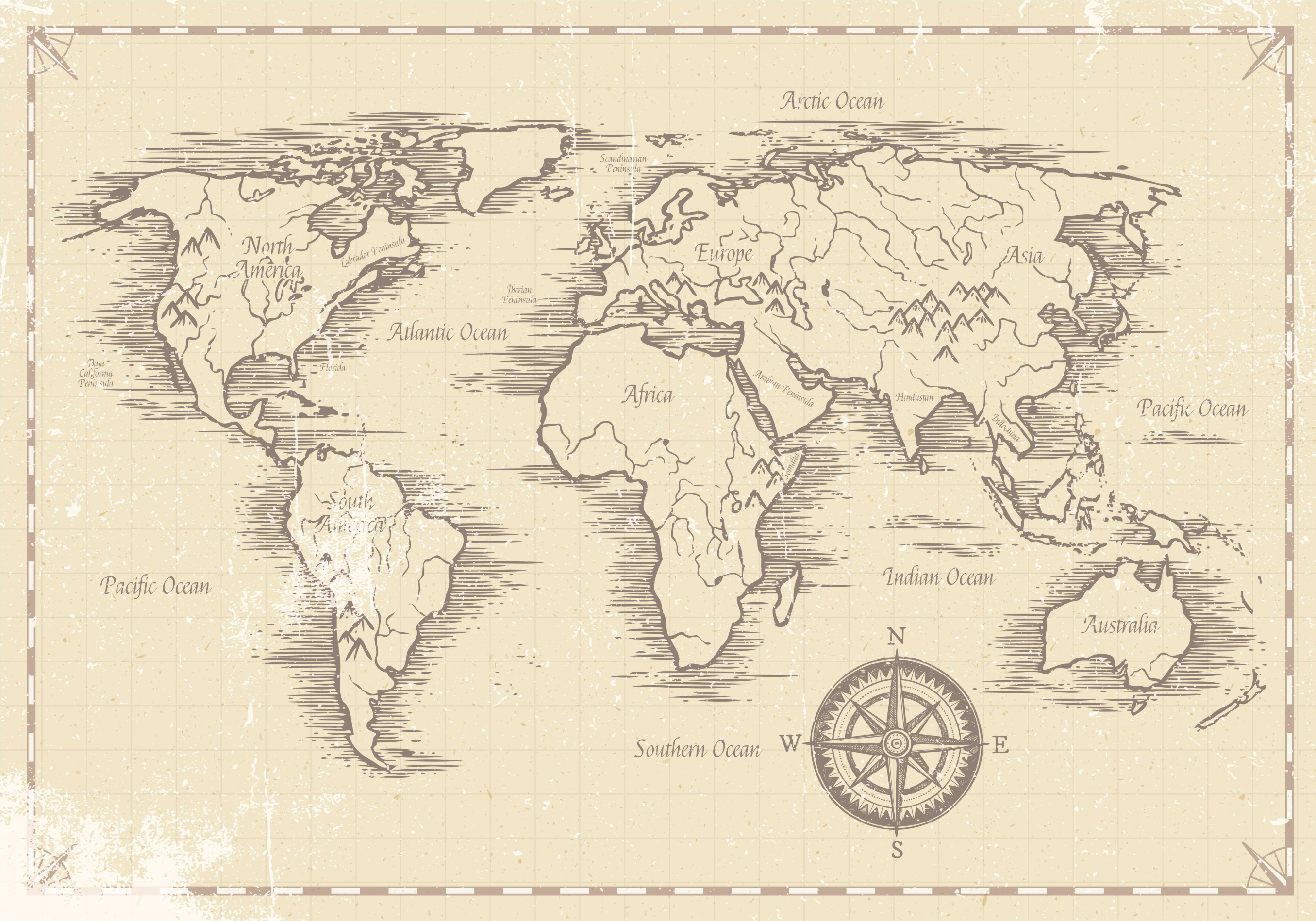 Alfombra vinílica mapamundi mapa mundi vintage - TenVinilo