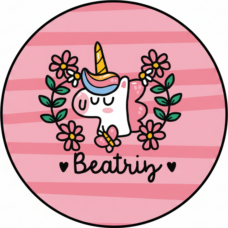 Alfombra vinílica infantil unicornio con flores - TenVinilo