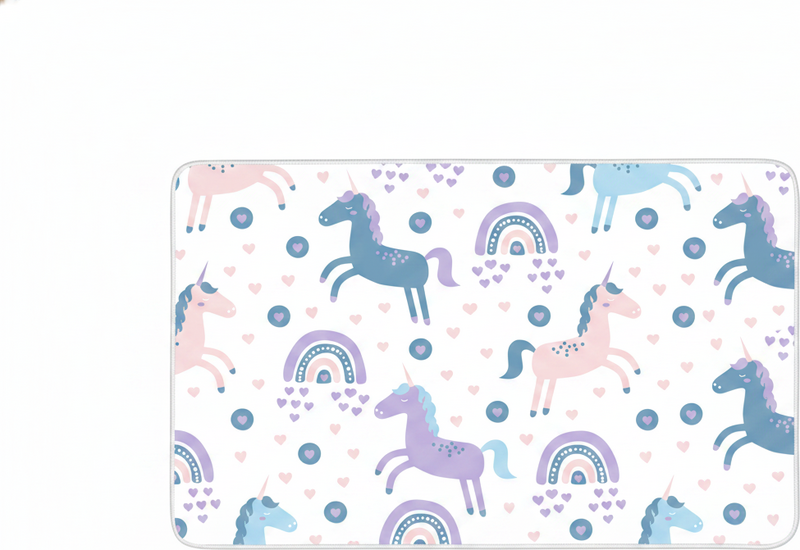 Alfombra vinílica infantil patrón de unicornios pastel - TenVinilo