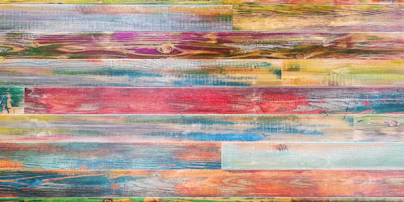 Alfombra vinílica entrada tablones de madera colores - TenVinilo