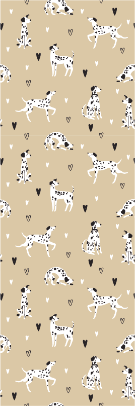 Alfombra vinilo salón patrón de perros dibujados beige - TenVinilo