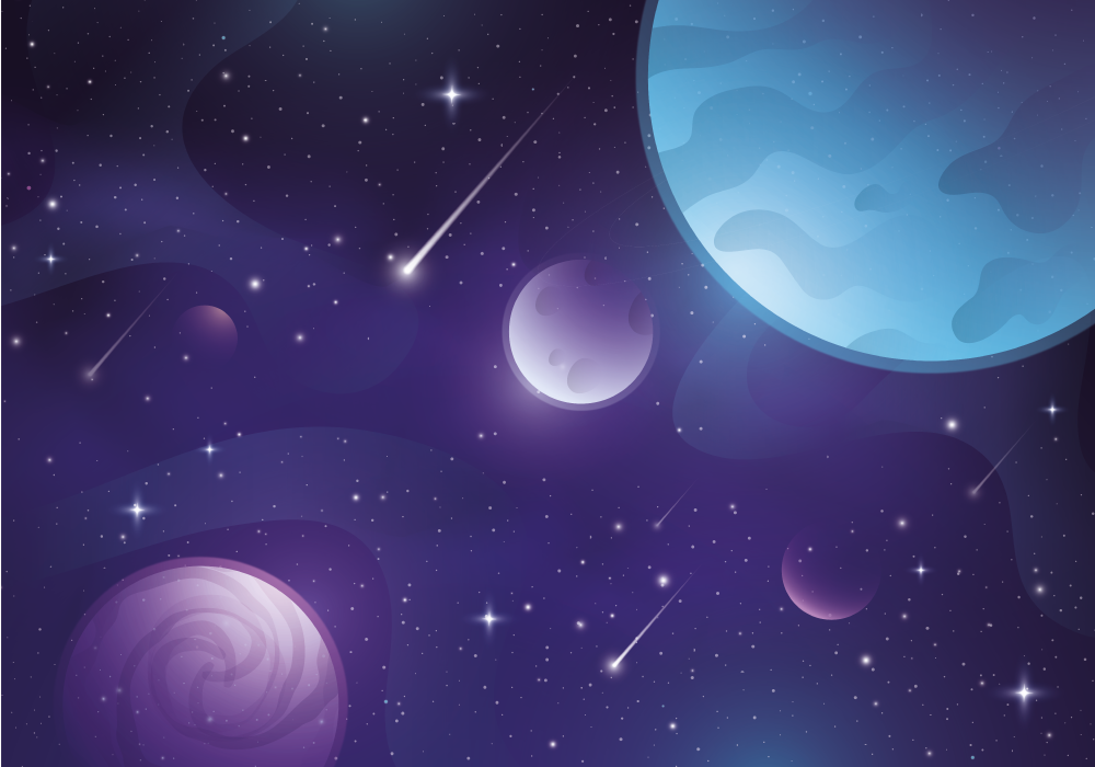 Alfombra vinílica morada espacio misterioso con estrellas - TenVinilo
