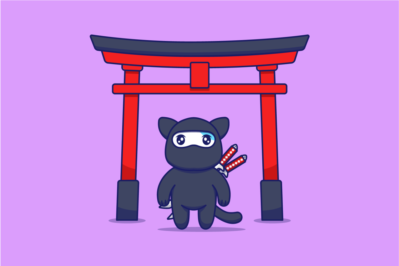 Alfombra vinílica morada gato ninja - TenVinilo