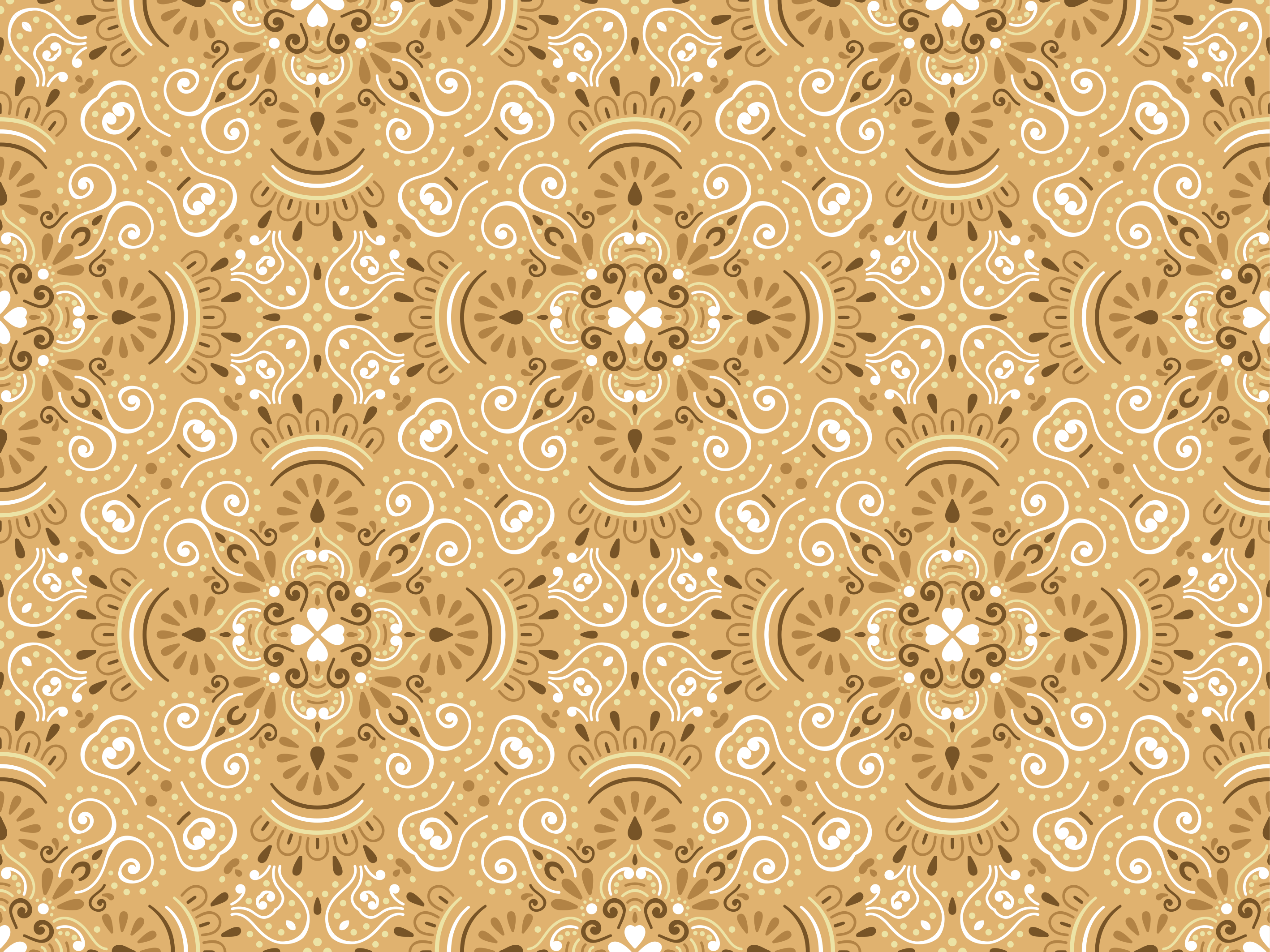Alfombra vinílica naranja patrón ornamental vintage beige - TenVinilo