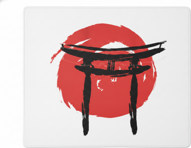 Alfombra vinílica roja puerta pintada japonesa - TenVinilo