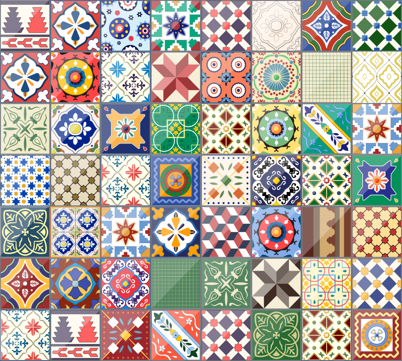 Alfombras de vinilo de azulejos colorido - TenVinilo