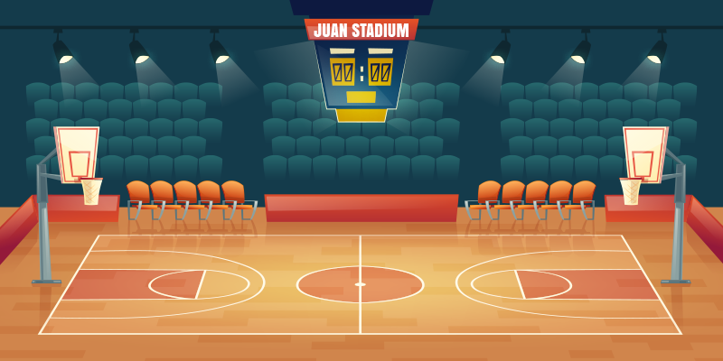 Alfombra vinílica cancha baloncesto con nombre - TenVinilo