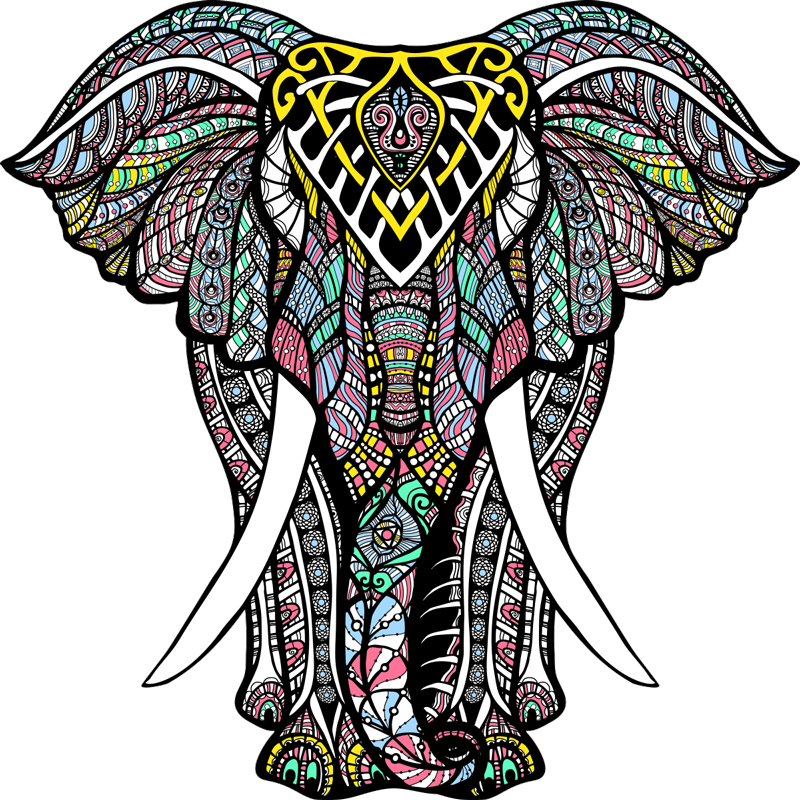 Alfombra vinílica animales elefante estilo mandala - TenVinilo