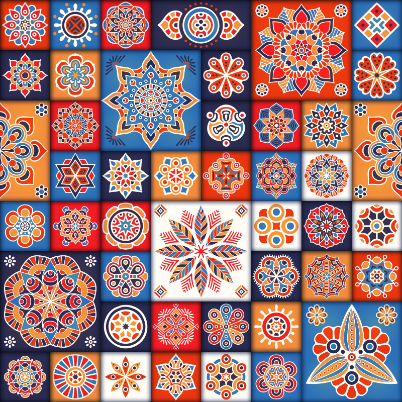 Alfombra vinílica cuadrada mosaico azulejos - TenVinilo