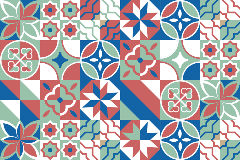 Alfombra hidráulica diseño de azulejos coloridos - TenVinilo