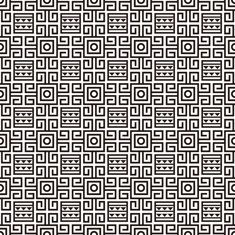 Alfombra vinílica cuadrada étnica blanca y negra - TenVinilo