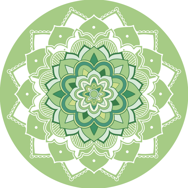 Alfombra vinílica mandala diseño mandala verde - TenVinilo