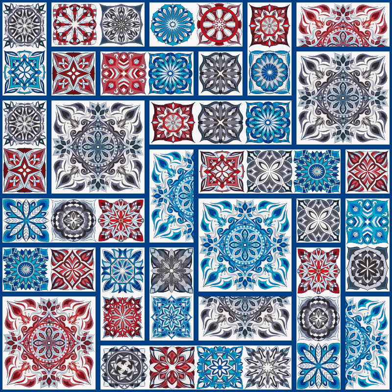 Alfombra vinílica mosaico composición de azulejos - TenVinilo