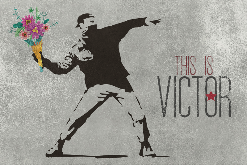 Alfombra vinílica gris de Bansky con nombre - TenVinilo