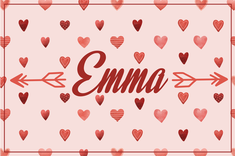 Alfombra vinílica rosa corazones con nombre - TenVinilo